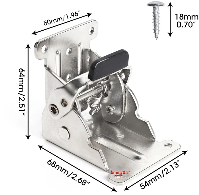 Alt view image 7 of 7 - 4 Pack Locking Hinge for Folding Table Brackets (Silver) Heavy Duty Folding Table Leg Hinges 90 Degree Folding Leg Support Bracket for Table Legs Furniture