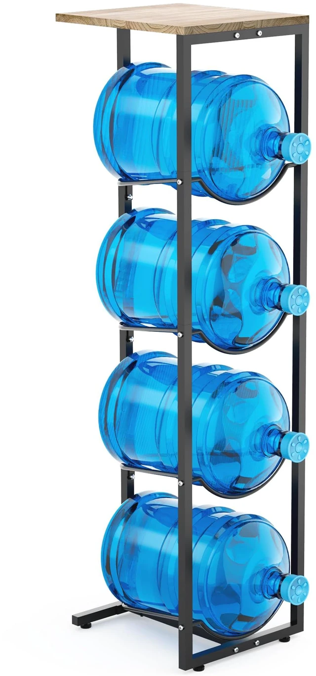 Main image of 5 Gallon Water Jug Holder with Storage Shelve: 4 Tier Water Jug Stand Holder for 5 Gallon Water Dispenser- 5 Gal Water Bottle Storage Rack Organizer for Home Kitchen Garage