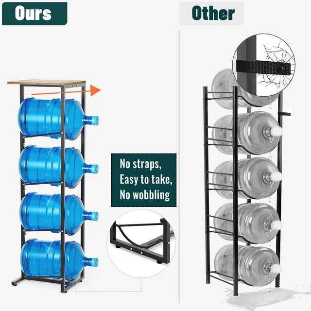 Alt view image 5 of 6 - 5 Gallon Water Jug Holder with Storage Shelve: 4 Tier Water Jug Stand Holder for 5 Gallon Water Dispenser- 5 Gal Water Bottle Storage Rack Organizer for Home Kitchen Garage