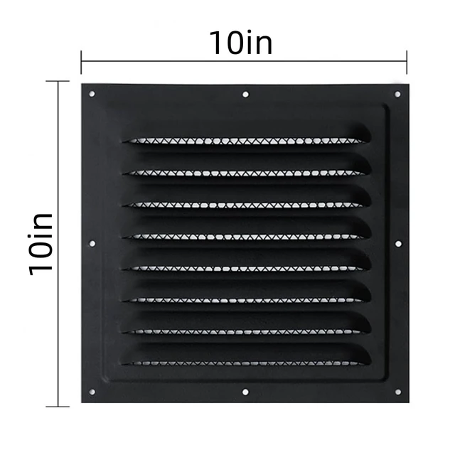 Alt view image 2 of 6 - 2pcs Attic Vent Soffit Vent Aluminum Wall Vent Metal Shed Vent Square Vent Louver Vent Grille with Built-in Insect Screen for Exterior Door House Attic Garage Ceiling (Black 10" x 10"-2 Pack)