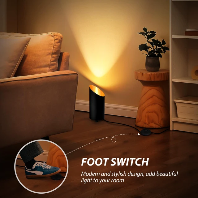 Alt view image 5 of 7 - Uplighting Indoor, 7W Floor Can Lights with 2700K LED GU10 Bulbs 2 Pack IP44 Waterproof Uplights Spotlight for Dark Corner Sofa House Plant Wall Artwork Indoor, 6.5FT Plug Cord & Foot Switch