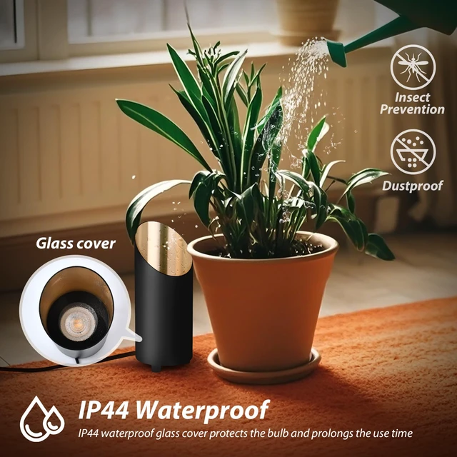 Alt view image 7 of 7 - Uplighting Indoor, 7W Floor Can Lights with 2700K LED GU10 Bulbs 2 Pack IP44 Waterproof Uplights Spotlight for Dark Corner Sofa House Plant Wall Artwork Indoor, 6.5FT Plug Cord & Foot Switch