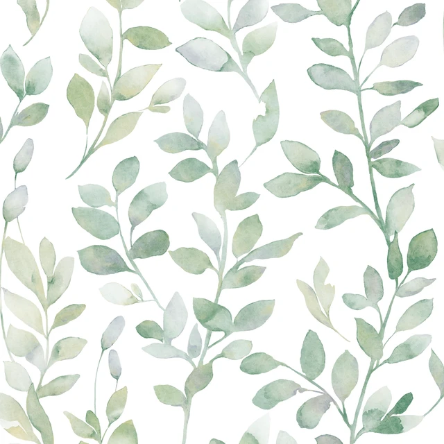 Main image of Green Leaf Peel and Stick Wallpaper Botanical 590inL17.3inW Modern Contact Paper for Cabinet Self-Adhesive Removable Wallpaper for Bedroom Decor Boho Contact Paper Bathroom Waterproof