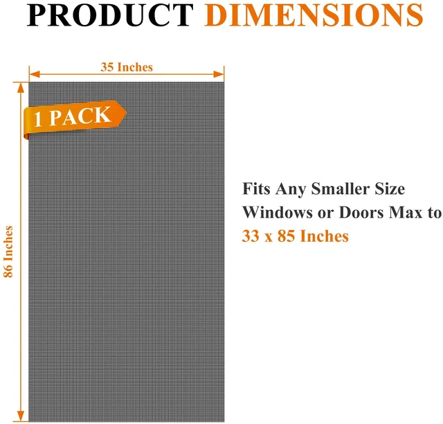 Alt view image 3 of 7 - Pet Proof Window&Door Screen Replacement Mesh, 35" W x 86" L, Black Best Vinyl Coated Polyester Dog Cat Protector Heavy Duty, Net Netting Curtain Wire Roll Repair Kit for Patio/Porch/Sliding