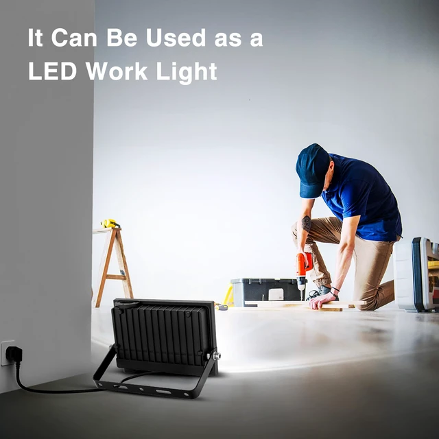 Alt view image 4 of 7 - 40W Flood Lights Outdoor,4000lm Bright LED Work Light with Plug,Daylight White LED Flood Lighting, IP66 Waterproof Security Yard Lights for Garage Stadium 2 Pack