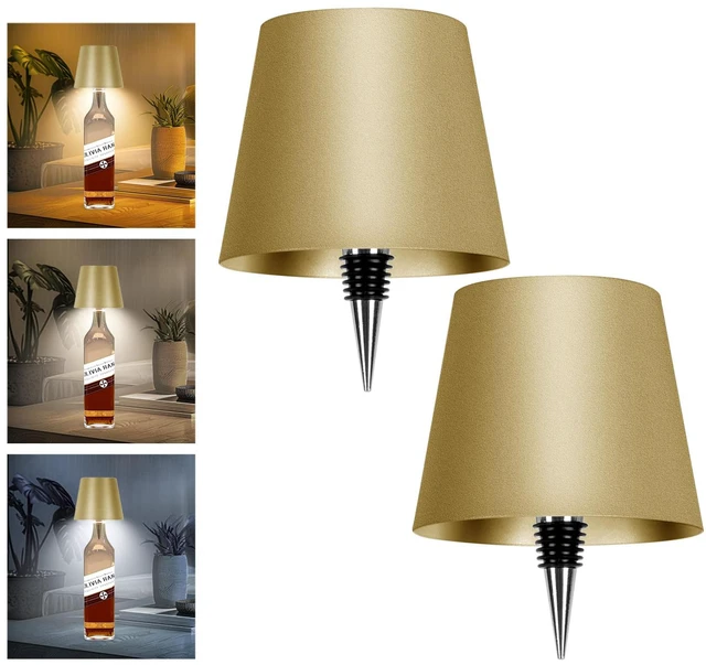 Main image of 2 Pack Wine Bottle Lamps, 2026 New 3 Color Rechargeable Wireless Bottle Lamps, Bottle Lamp Kit for Liquor Bottles with Touch Dimming for Parties, Restaurants & Home Decor (Golden)