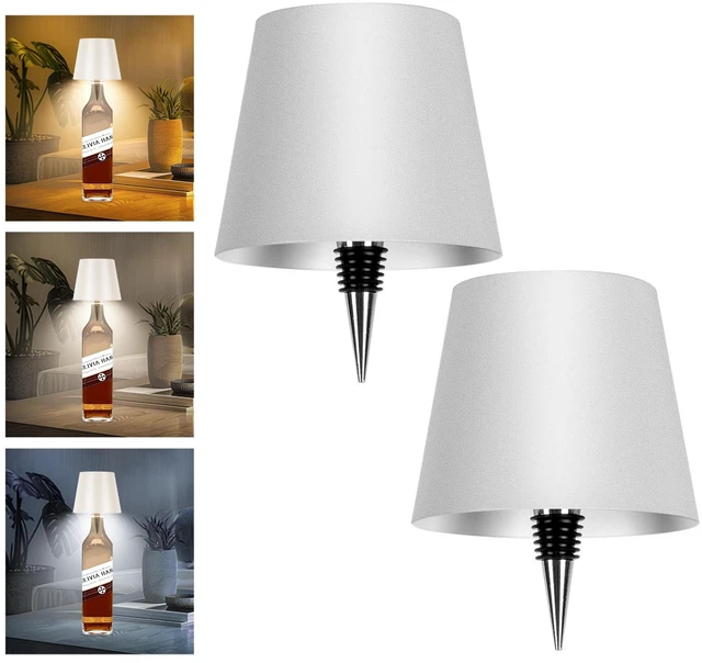 Main image of 2 Pack Wine Bottle Lamps, 2025 New 3 Color Rechargeable Wireless Bottle Lamps, Bottle Lamp Kit for Liquor Bottles with Touch Dimming for Parties, Restaurants & Home Decor (White)