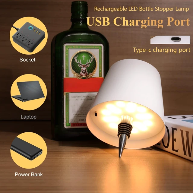 Alt view image 4 of 7 - 2 Pack Wine Bottle Lamps, 2025 New 3 Color Rechargeable Wireless Bottle Lamps, Bottle Lamp Kit for Liquor Bottles with Touch Dimming for Parties, Restaurants & Home Decor (White)