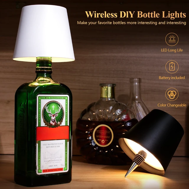 Alt view image 5 of 7 - 2 Pack Wine Bottle Lamps, 2025 New 3 Color Rechargeable Wireless Bottle Lamps, Bottle Lamp Kit for Liquor Bottles with Touch Dimming for Parties, Restaurants & Home Decor (White)