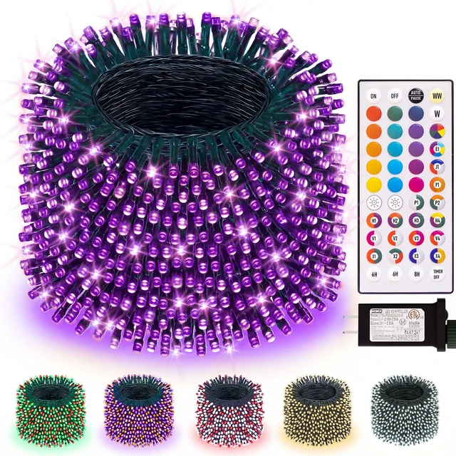 Main image of Color Changing Christmas String Lights Connectable, 66Ft 200 LED 35 Colors Halloween Lights Outdoor with Remote, Orange and Purple Light Plug in for Xmas Tree Light Indoor Party Decor