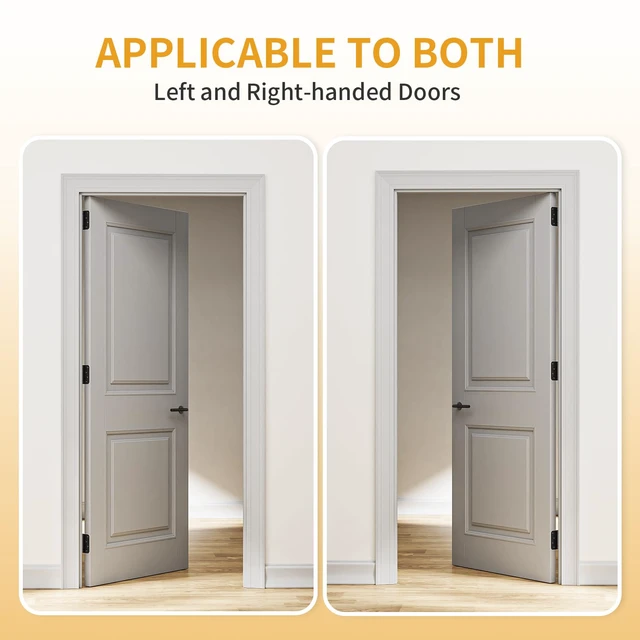 Alt view image 4 of 6 - 4 Pack Self Closing Door Hinges 4 Inch, Matte Black Spring Loaded Hinges with Square & 5/8" Radius Corners, Adjustable Tension for Garage, Front Door, for Left and Right Hand Door, UL Listed