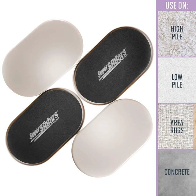 Alt view image 3 of 7 - 5 3/4" x 9 1/2" Oval Reusable Furniture Sliders for Carpet - Effortless Moving and Surface Protection, Beige (8 Pack)