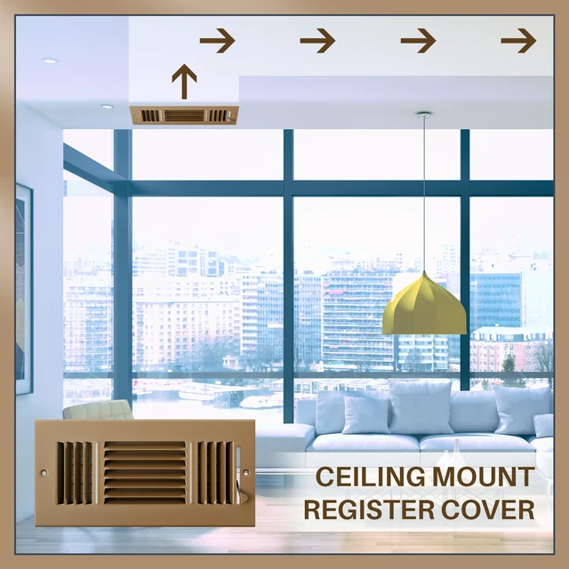 Alt view image 3 of 7 - 6 Pack Wall Vent Covers Interior Size 10 X 4 Inch, Brown Steel 3 Way Adjustable Air Flow, Steel Construction for Ceiling Sidewall Bathroom Office HVAC, Durable Register Grilles