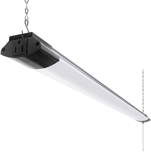 Main image of BS84 LED Shop Lights 4FT for Workshop, 84W 10000LM 5000K, 1 Packs 4FT for Garage Basement Workbench, Hanging or Flush Mount, Linkable to 3, with Pull Chain Switch, Aluminum, Frosted Cover
