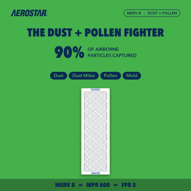 Alt view image 3 of 7 - Air Filter 14x30x1 MERV 8 AC Filter, Furnace Filter, 4 Pack HVAC, Actual Size (13 7/8 x 29 7/8 x 3/4), MPR 600/FPR 5, For Dust, Pollen, Pet Dander & Lint
