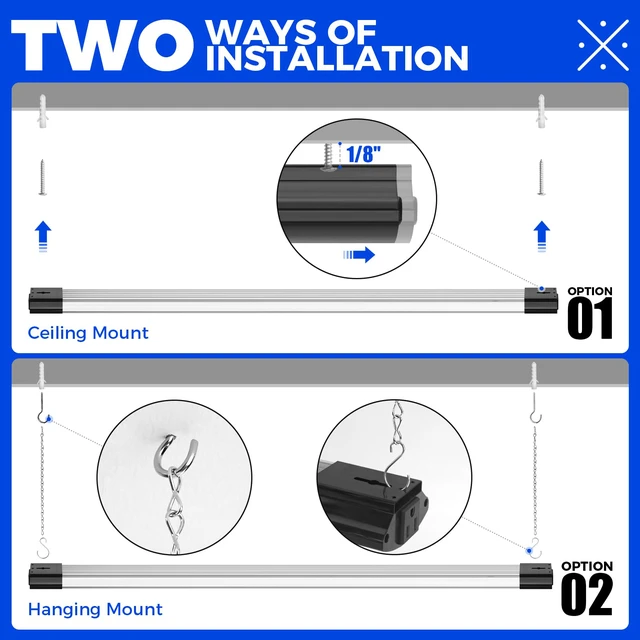 Alt view image 5 of 7 - BS84 LED Shop Lights 4FT for Workshop, 84W 10000LM 5000K, 1 Packs 4FT for Garage Basement Workbench, Hanging or Flush Mount, Linkable to 3, with Pull Chain Switch, Aluminum, Frosted Cover