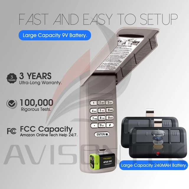 Alt view image 3 of 7 - 878Max Universal LiftMaster Chamberlain Garage Door Opener Remote Keypad FCC Certified Compatible with 877LM 377LM 977LM 66LM 877MAX