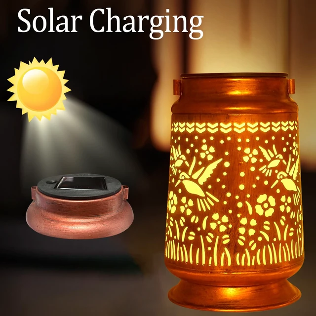 Alt view image 2 of 6 - Solar Lanterns Outdoor Waterproof Gifts for Women Grandma Gifts HanGing Solar Lantern for Mom Hummingbird Garden Decor Solar Hanging Lantern Metal for Patio Yard Festival Pathway Landscape