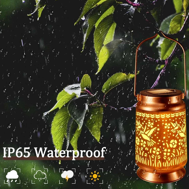 Alt view image 3 of 6 - Solar Lanterns Outdoor Waterproof Gifts for Women Grandma Gifts HanGing Solar Lantern for Mom Hummingbird Garden Decor Solar Hanging Lantern Metal for Patio Yard Festival Pathway Landscape