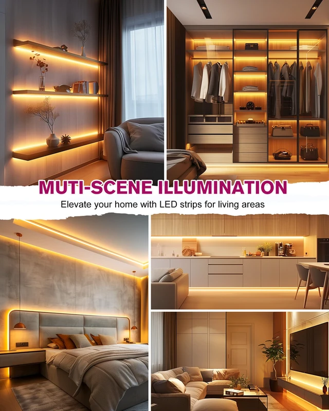 Alt view image 7 of 7 - 24V COB LED Strip Lights 2700K,16.4ft 2400LEDs,UL Listed Ra 90+,IP30,3W/ft,305+Lumens/ft, (Power Supply Sold Separately)for bedroom,living room,kitchen