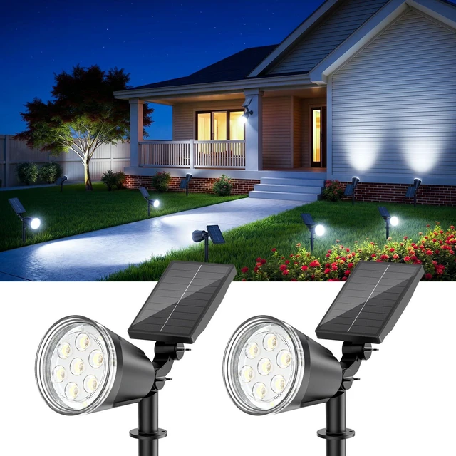 Main image of Solar Lights Outdoor Spot Light Waterproof: 1000LM Adjustable Cool White Spotlights - 2-in-1 15Hrs+ Bright Wall Spot Light - Solar Powered Landscape Spotlight for Garden, Yard, Tree, Flag