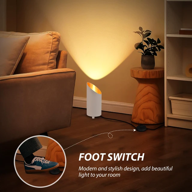 Alt view image 5 of 7 - Uplighting Indoor, 7W Floor Can Lights with 2700K LED GU10 Bulbs 2 Pack IP44 Waterproof Uplights Spotlight for Dark Corner Sofa House Plant Wall Artwork Indoor, 6.5FT Plug Cord & Foot Switch