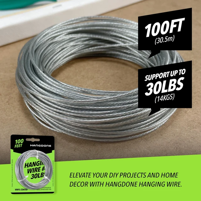 Alt view image 2 of 7 - Coated Picture Hanging Wire #4 30lbs Capacity 100ft 16 Gauge Vinyl-Coated Steel | Flexible & Strong | For Frames, Mirrors & Wall Décor