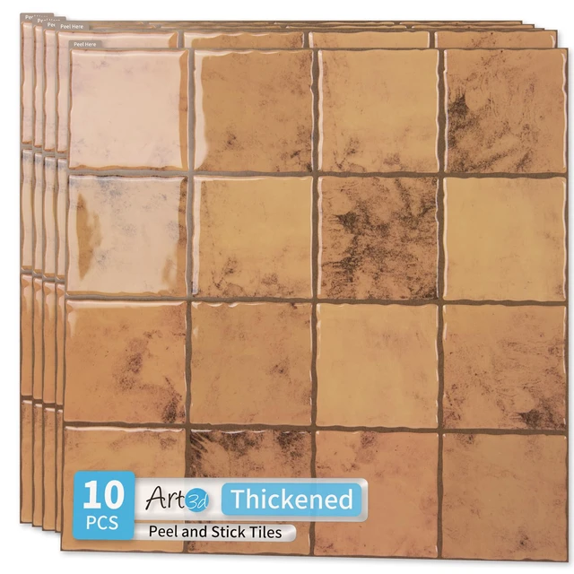 Main image of Grid Design Peel and Stick Backsplash, 10-Pack, Terracotta 12 x 12 Inch, Enhanced Thickness, Superior Adhesion, Moisture Resistant, Long-Lasting, Minimalist Look, for Kitchen Decor