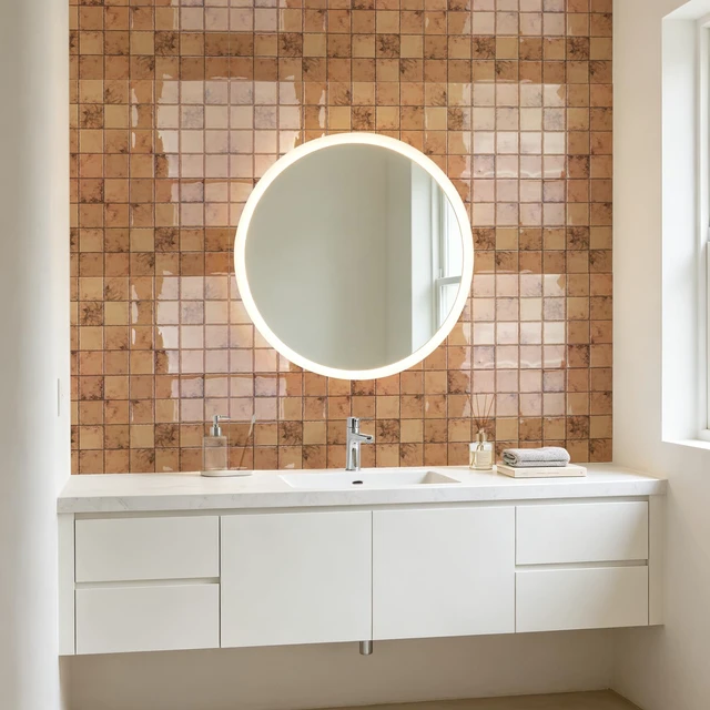 Alt view image 2 of 7 - Grid Design Peel and Stick Backsplash, 10-Pack, Terracotta 12 x 12 Inch, Enhanced Thickness, Superior Adhesion, Moisture Resistant, Long-Lasting, Minimalist Look, for Kitchen Decor