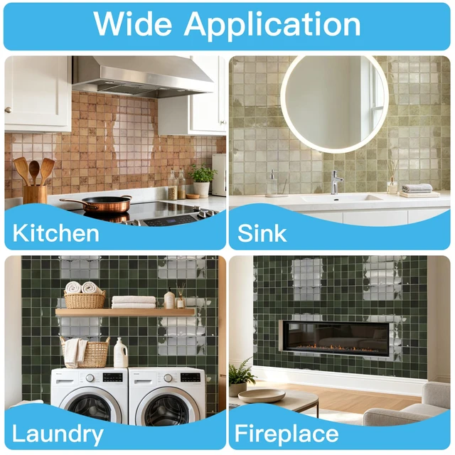 Alt view image 7 of 7 - Grid Design Peel and Stick Backsplash, 10-Pack, 12 x 12 in, Green Enhanced Thickness, Strong Adhesion, Moisture Resistant, Long-Lasting, Minimalist Look, DIY Friendly, for Kitchen Countertops