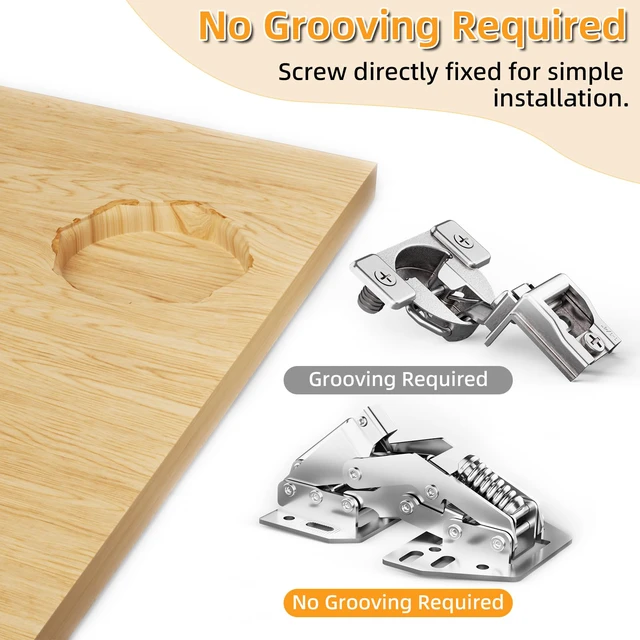 Alt view image 2 of 7 - 10 Pack 90° RV Cabinet Hinges, Heavy Duty Surface Mount Soft Close Accessories, Face Frame & Frameless, Self Closing, No Pre-Drilled Cup Hole for Cabinets, Camper Van, Trailer, Vehicle-Mounted