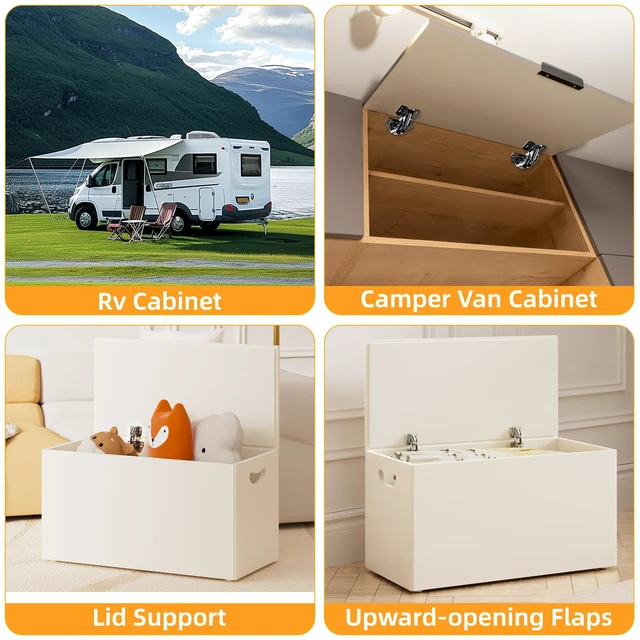 Alt view image 3 of 7 - 10 Pack 90° RV Cabinet Hinges, Heavy Duty Surface Mount Soft Close Accessories, Face Frame & Frameless, Self Closing, No Pre-Drilled Cup Hole for Cabinets, Camper Van, Trailer, Vehicle-Mounted