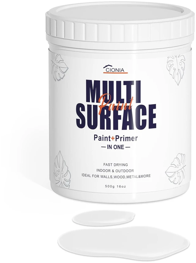 Main image of All-in-One Paint - Multi Surface White Paint - Furniture and Cabinet for Interior/Exterior - No Sanding, Quick Drying, Perfect for Wood, Wall, Metal and More, 16 Oz