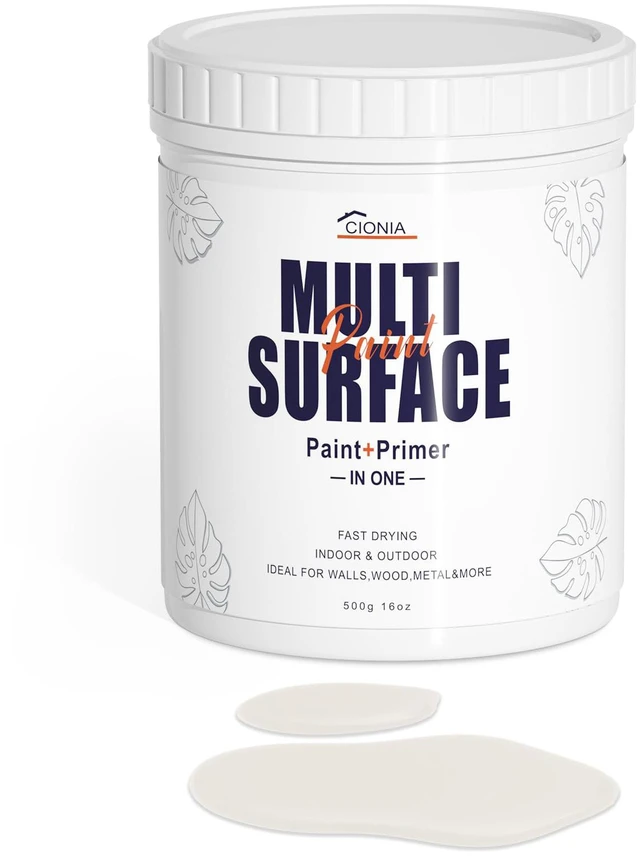 Main image of All-in-One Paint - Multi Surface Ivory White Paint - Furniture and Cabinet for Interior/Exterior - No Sanding, Quick Drying, Perfect for Wood, Wall, Metal and More, 16 Oz