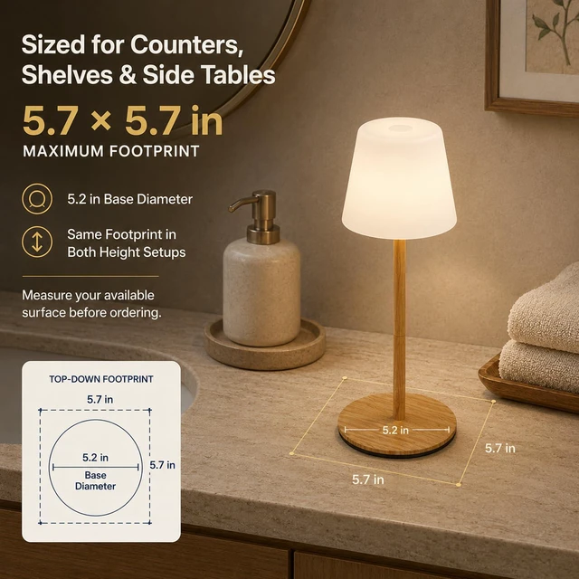 Alt view image 3 of 7 - Shower Lamp Rechargeable Waterproof Lamp, Cordless Table Lamp for Bathroom 4000mAh Battery Operated, IP65 Spa-Like Shower Light, Vanity, Bathtub and Outdoor, 3 Color Modes, Touch Dimming, Wood Grain