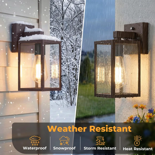 Alt view image 7 of 7 - 2 Pack Dusk to Dawn Outdoor Wall Light Fixtures, Exterior Porch Light, Waterproof Wall Sconces Lanterns, Sensor Lighting Wall Mount for House Doorway Garage, Dark Chocolate