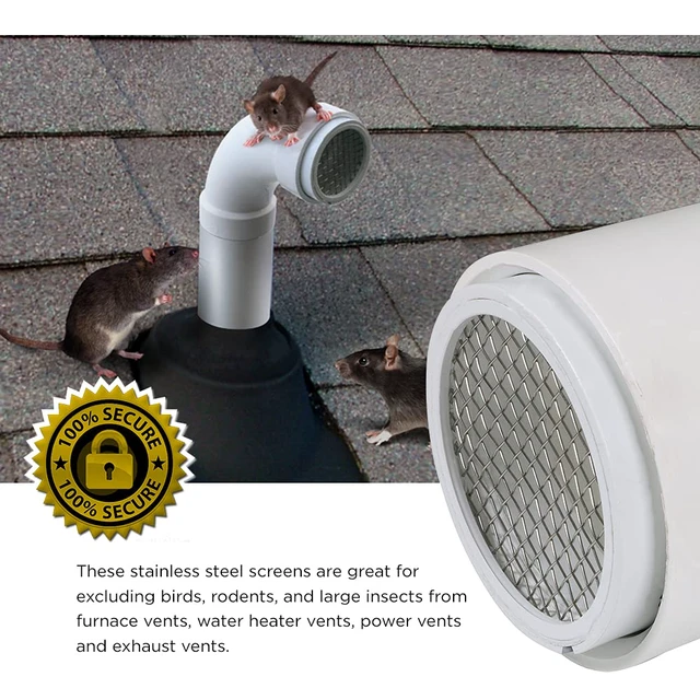 Alt view image 6 of 7 - PVC Termination Cap Mesh Screen Vent Cover, Furnace & Roof Vent Cap, Stainless Steel Wire Round Exhaust Pipe Cover End 6" Inner & 6.62" Outer Diameter