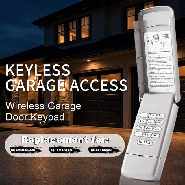 Alt view image 2 of 6 - Garage Door Opener Keypad for LiftMaster Chamberlain Craftsman 1993+ Keyless entry; easy setup; replace 877LM/877MAX/G940EV-P2/377LM/977LM; fit Yellow/Purple/Red/Orange/Green Learn Buttons