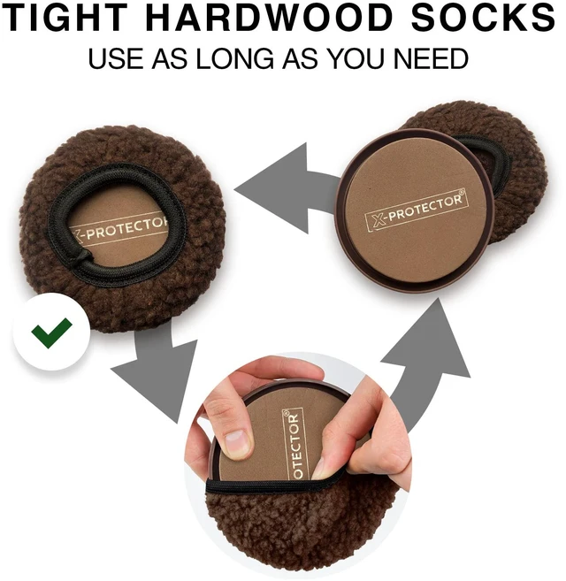 Alt view image 5 of 6 - Furniture Sliders - 8+8 Pack 3 1/2, Multi-Surface, Brown Sliders for Carpet & Hard Floors - 8 Furniture Movers for Carpeted Floors and 8 Hardwood Socks - Move Furniture Easily!