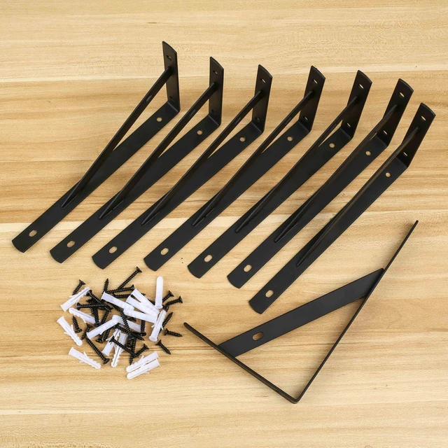 Alt view image 7 of 7 - Heavy Duty Shelf Brackets - 8 Pcs Metal Wall Mount L Shaped Shelves Support Angle Brackets (7.87x4.72 inch)