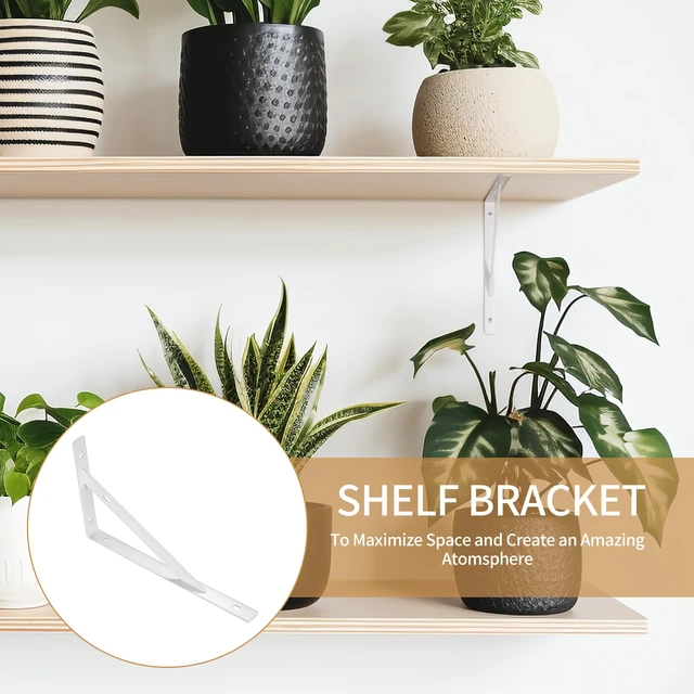 Alt view image 5 of 7 - 8 Pcs Heavy Duty Shelf Brackets, Floating Metal Shelf Brackets, Metal Wall Mount L Shaped Shelves Support Angle Brackets for Heavy Duty Floating Shelves Shelf Brackets (7.87x4.72 inch White)