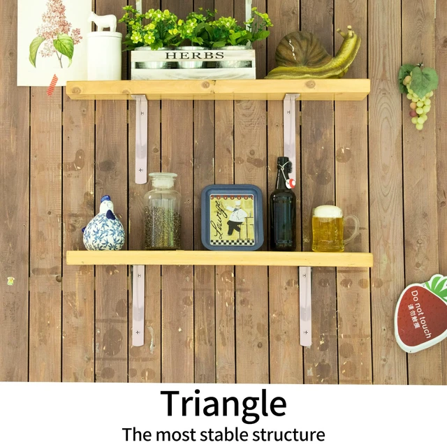 Alt view image 6 of 7 - 8 Pcs Heavy Duty Shelf Brackets, Floating Metal Shelf Brackets, Metal Wall Mount L Shaped Shelves Support Angle Brackets for Heavy Duty Floating Shelves Shelf Brackets (7.87x4.72 inch White)