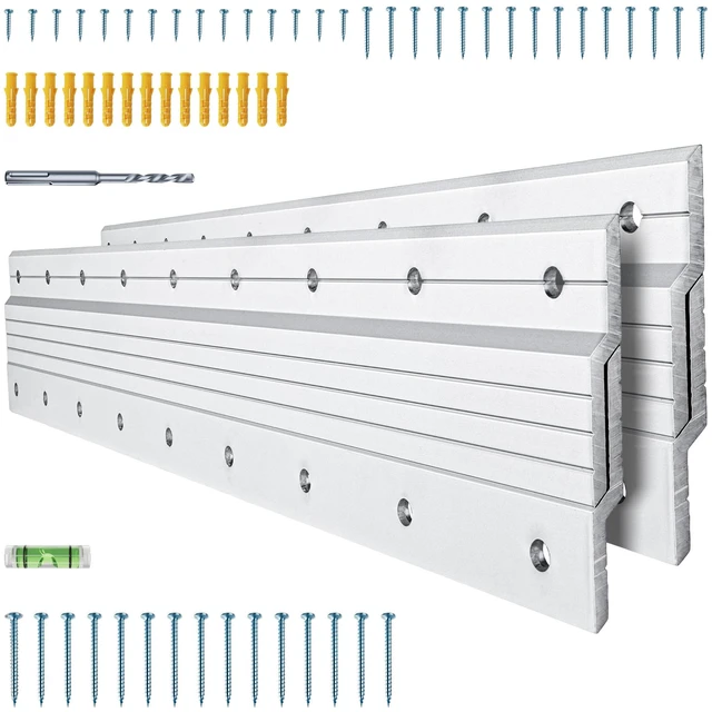 Main image of French Cleat Heavy Duty 17 Inch, 2 Pairs Aluminum Picture Hanger Securely Hold 200 Lbs, Interlocking Z Clips Wall Mount Hardware Kit, Mirrors, Picture, Poster, Floating Shelves, Art, Frames