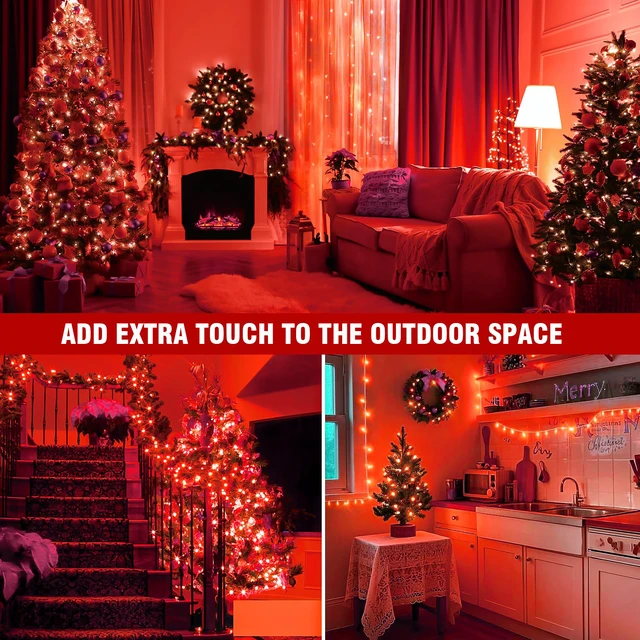Alt view image 3 of 5 - LED Fairy Lights, Connectable Red Christmas String Lights with Timer Waterproof Light Strand for Christmas Tree, Bedroom, Patio, Wedding, Party, Indoor Outdoor Decor