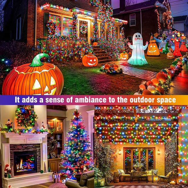 Alt view image 2 of 5 - 100FT Four Color Fairy Lights, Connectable Christmas String Lights Waterproof 8 Lighting Modes Light with Timer for Tree, Bedroom, Patio, Wedding, Party, Indoor Outdoor Decor