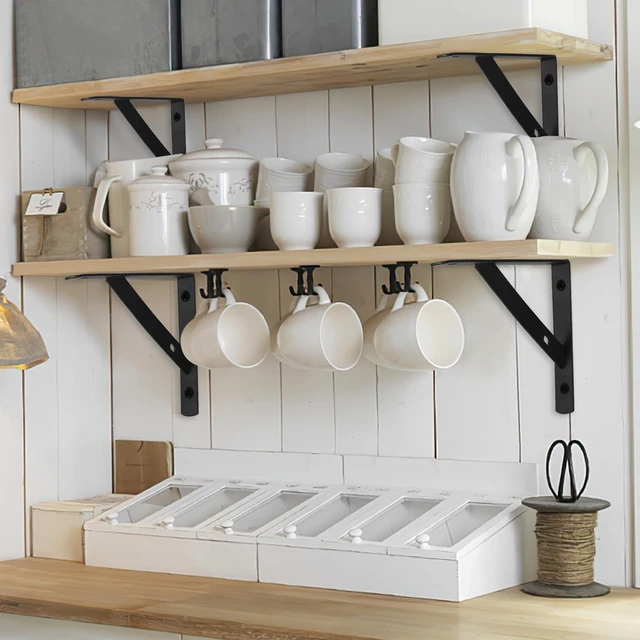 Alt view image 5 of 7 - Heavy Duty Shelf Brackets - 8 Pcs Metal Wall Mount L Shaped Shelves Support Angle Brackets (7.87x4.72 inch)