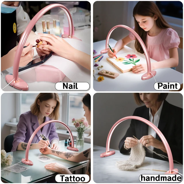 Alt view image 2 of 7 - Half Moon Light for Nail Desk, Moon Light Nail Tech, 20 inch Moon Lamp for Nails 3 Color Temperature for Table for Nails/Photograph/Crafts Lighting(Medium Pink)