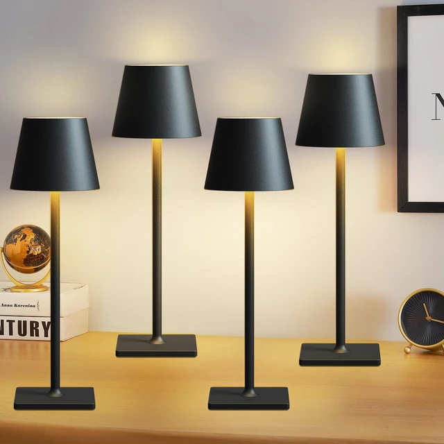 Main image of Cordless Table Lamp Rechargeable Black 4 Pack Battery Operated