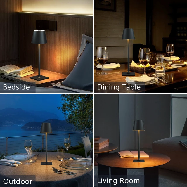 Alt view image 2 of 7 - Cordless Table Lamp Rechargeable Black 4 Pack Battery Operated