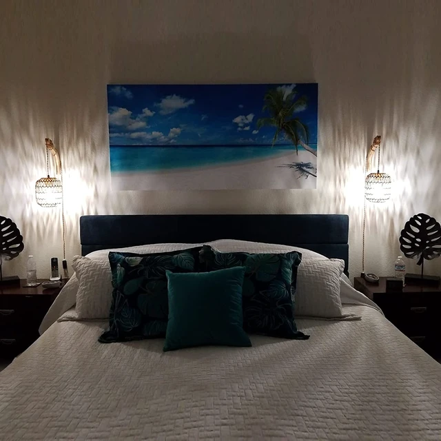 Alt view image 6 of 7 - Rattan Wall Lamp with Plug in Cord Hand Woven Plug in Wall Sconces Paper Rope Wall Light Farmhouse Wall Sconce Wall Mounted Light Boho Wall Sconces Wall Lighting for Bedroom Living Room
